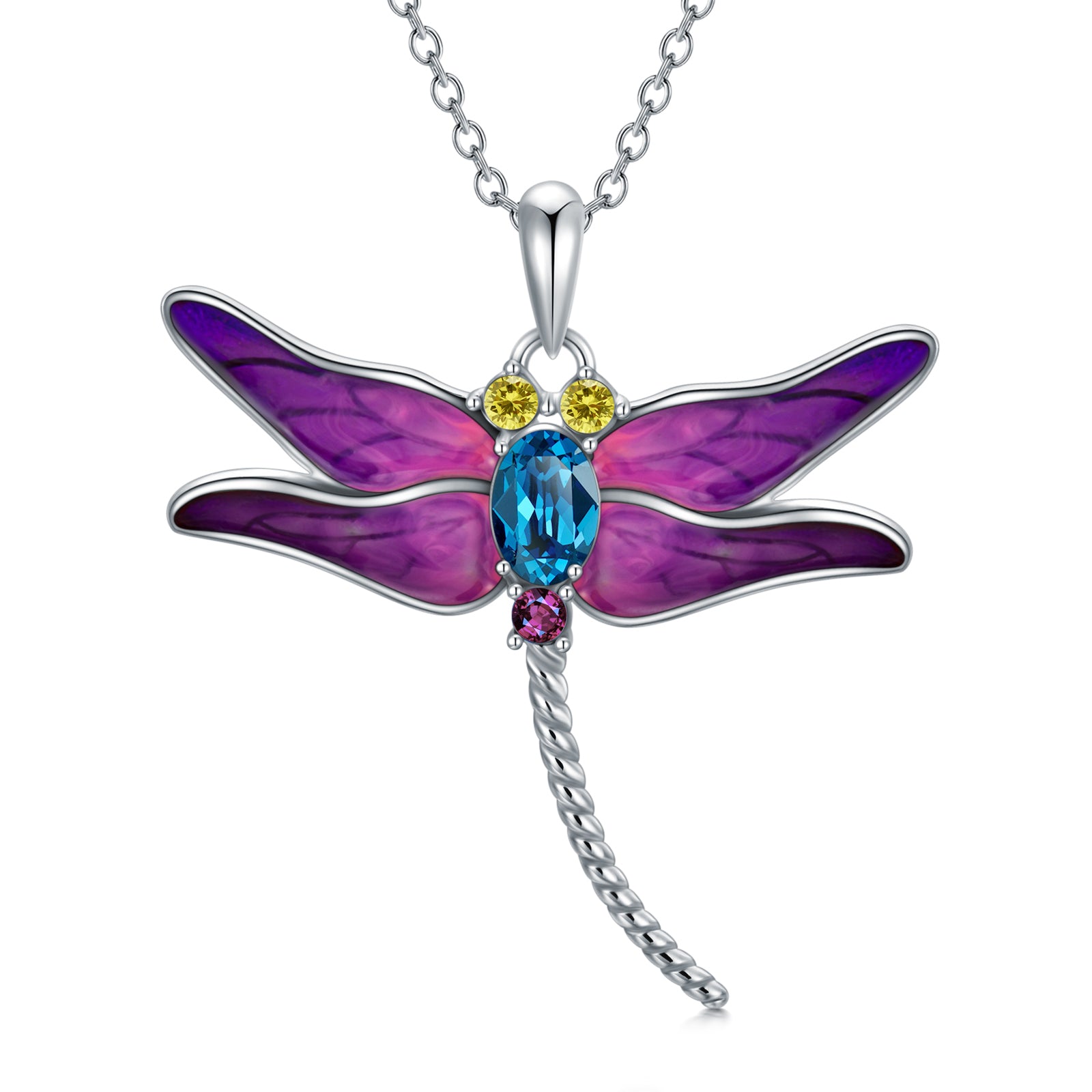 Dragonfly Necklace 925 Sterling Silver Dragonfly Pendant Necklaces with Crystal Jewelry Birthday Gifts for Women Teen Girls - Málle