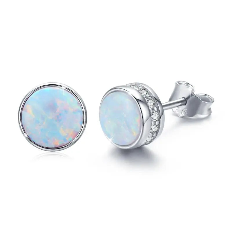 Opal Stud Earrings 925 Sterling Silver Earrings Jewelry - Málle