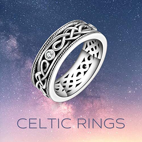 Unisex Infinity Celtic Knot Ring Vintage Tone Sterling Silver CZ Band