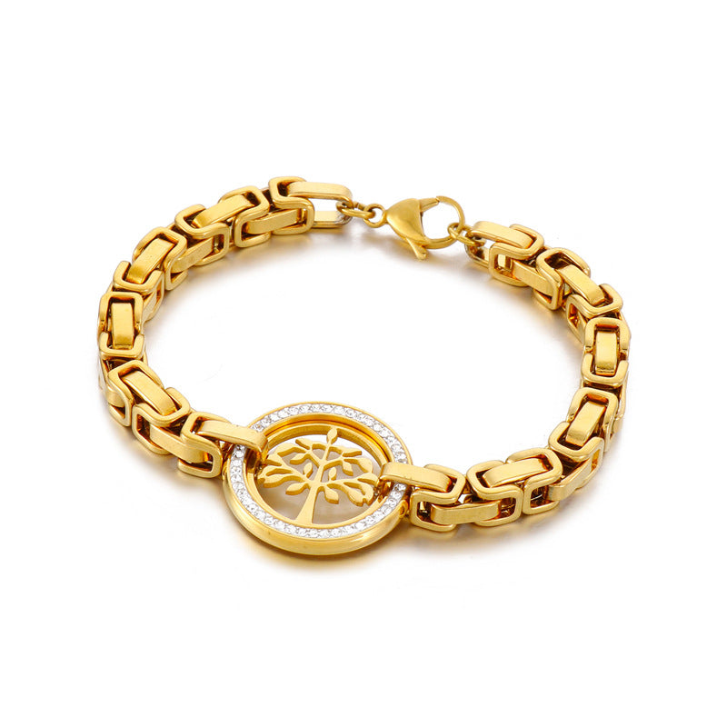 Titanium Diamond Hollow Tree Of Life Ladies Fashion Bracelet - Málle