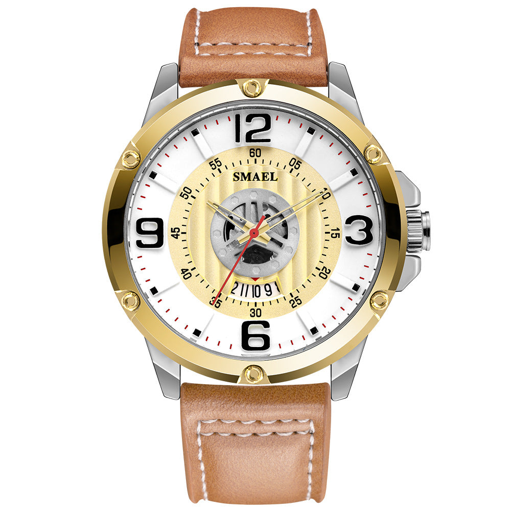 Waterproof Leather Strap Calendar Business Men's Quartz Watch - Málle