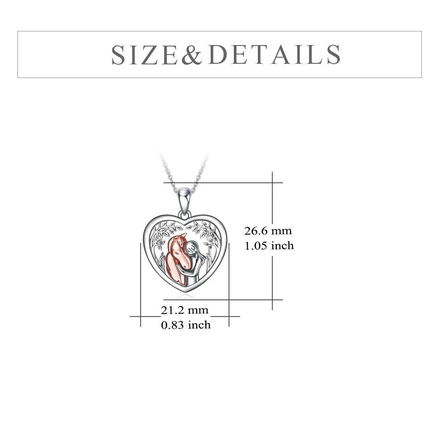 Sterling Silver Horse Pendant Necklace Girls Embrace Horse Gift for Girls - Málle