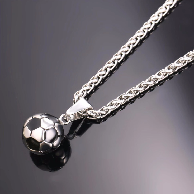 Sporty Gym Jewelry Gift 316L Stainless Steel 18K Gold Plated Football Soccer Necklace for Men Boy - Málle