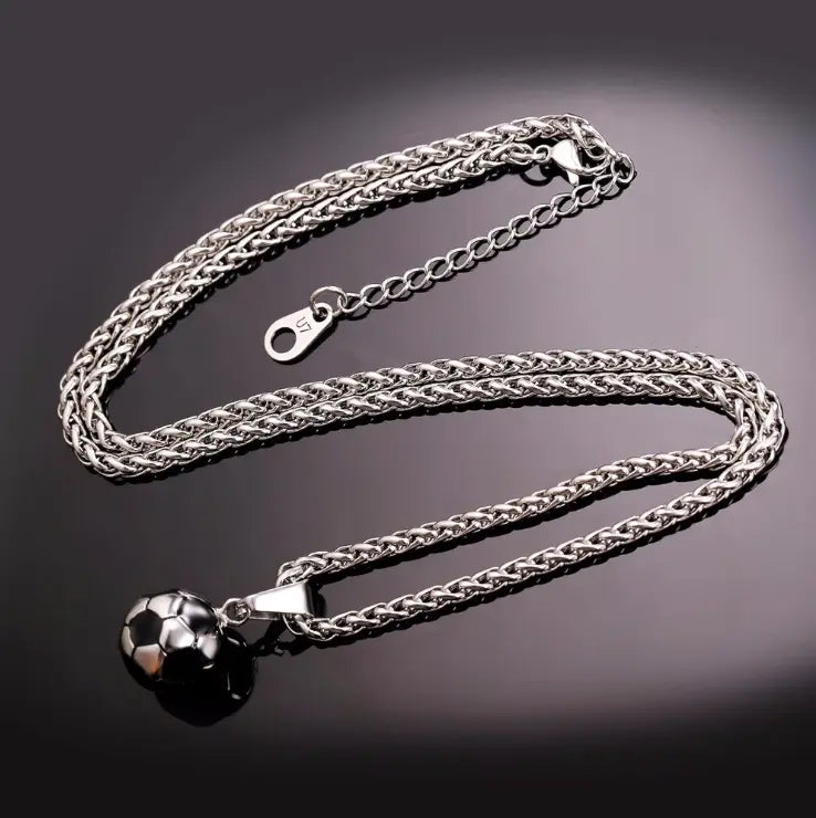 Sporty Gym Jewelry Gift 316L Stainless Steel 18K Gold Plated Football Soccer Necklace for Men Boy - Málle