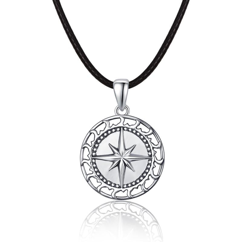 S925 Sterling Silver Compass Pendant Friendship Inspirational Necklace Graduation Gifts Jewelry