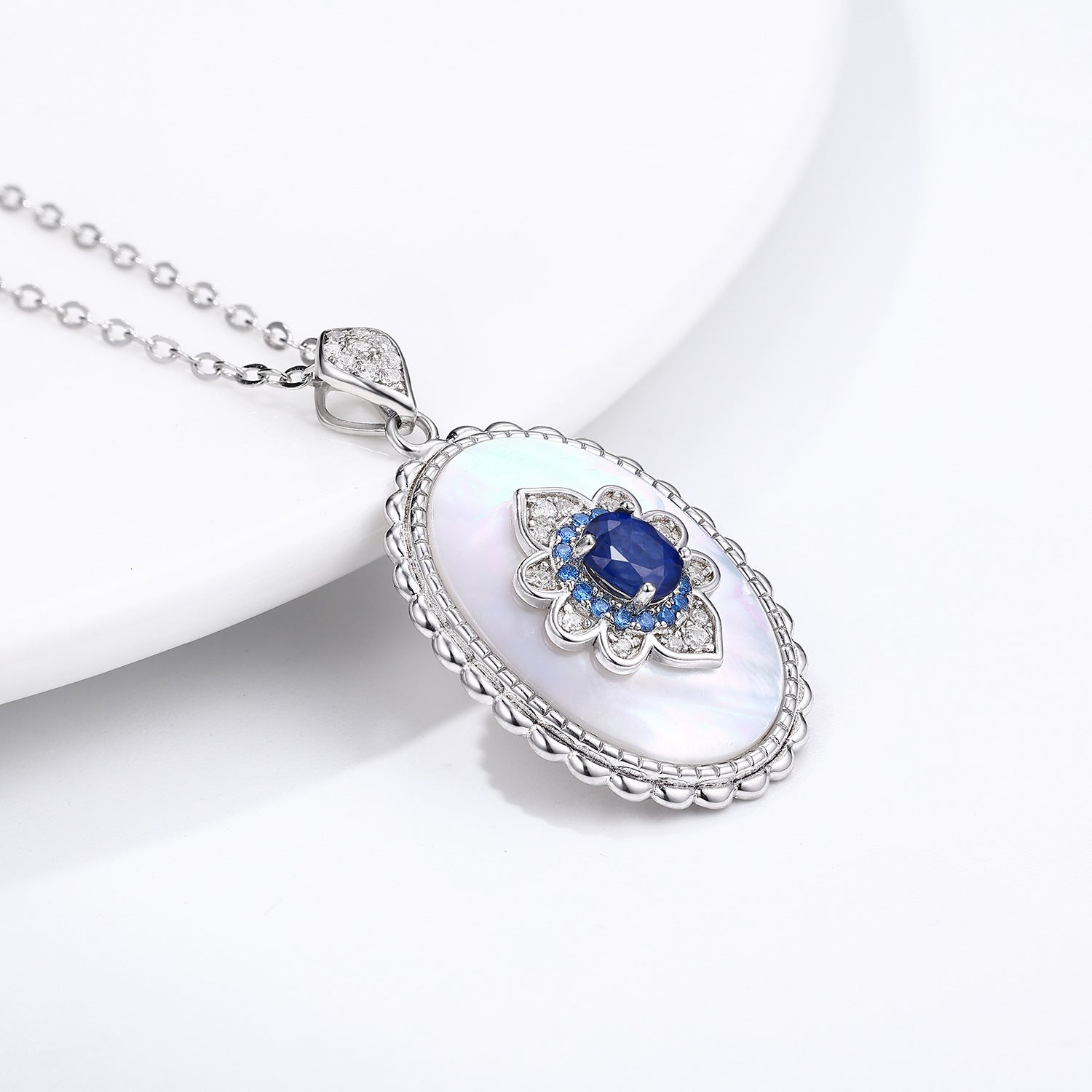 Sapphire Diamond Pendant 925 Sterling Silver Party Wedding Pendants Chain Necklace For Women Charm Jewelry - Málle