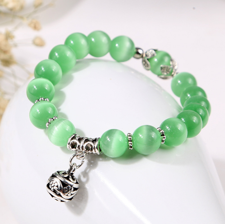 Natural opal beads bracelets crystal fashion women bracelet vintage stainless steel braceletes for women - Málle