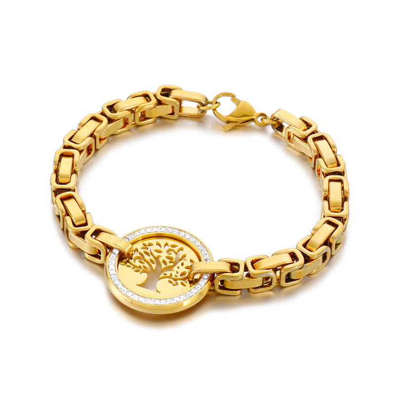 Titanium Diamond Hollow Tree Of Life Ladies Fashion Bracelet - Málle