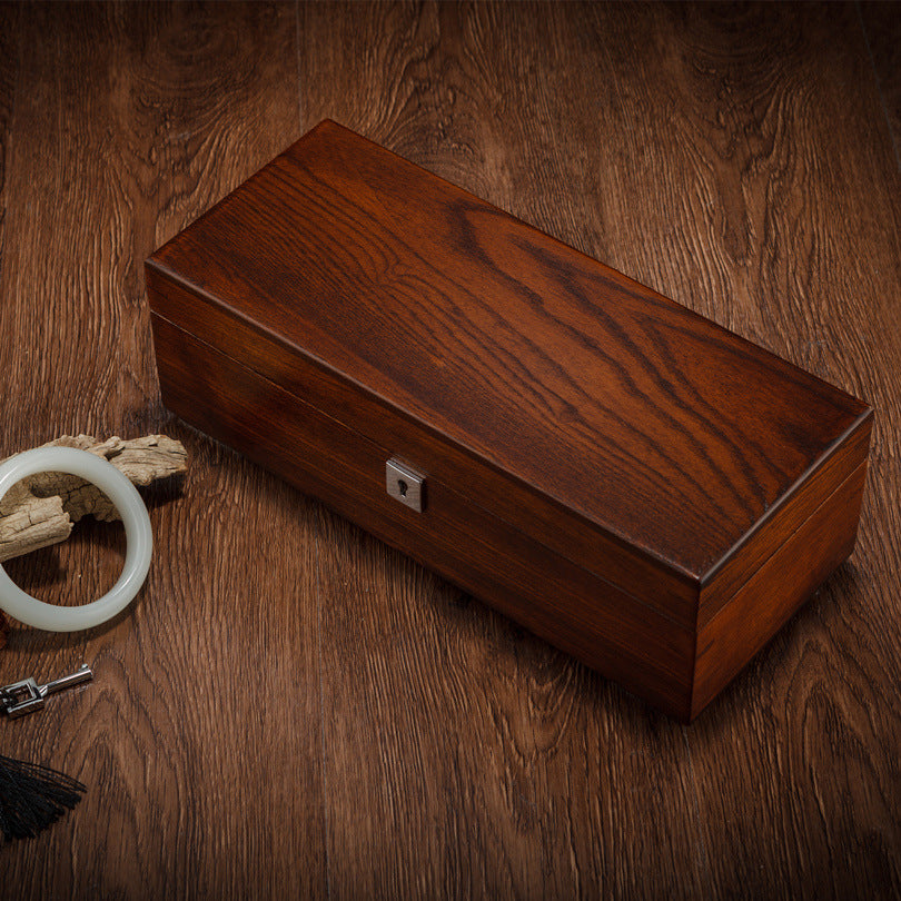 Pure Solid Wood Double-layer Jewelry Box With Lock - Málle