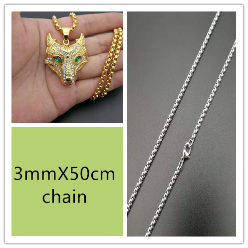 Men Stainless Steel Necklace Gold Color Viking Wolf Head Necklace Pendant With Chain Iced Out Norse Talisman Ethnic Jewelry - Málle