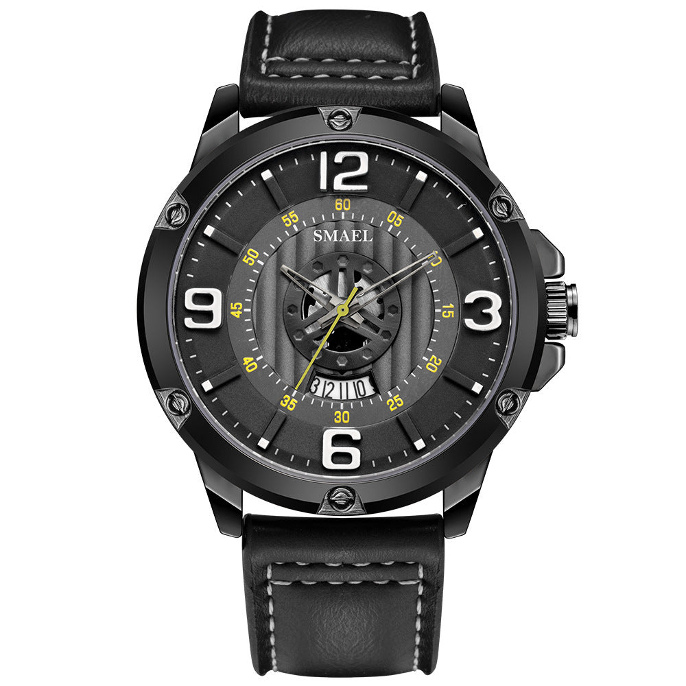 Waterproof Leather Strap Calendar Business Men's Quartz Watch