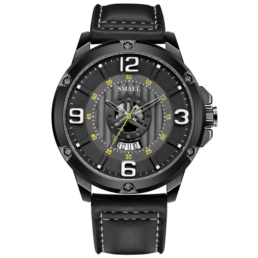 Waterproof Leather Strap Calendar Business Men's Quartz Watch - Málle