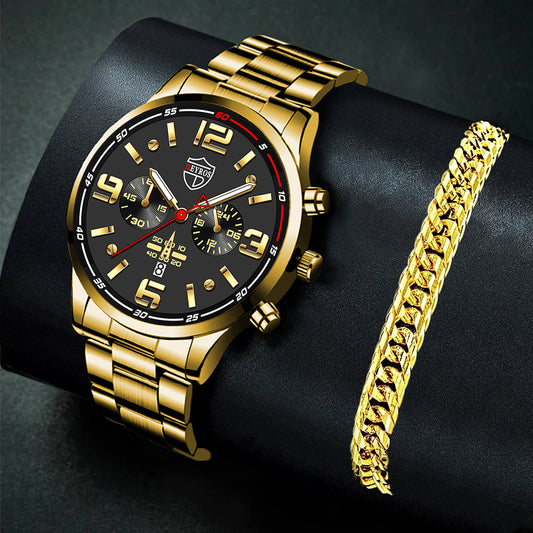 Steel Band Men's Calendar Luminous Quartz Watching - Málle