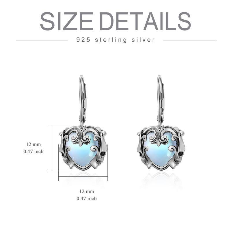 Sterling Silver Punk Skull Earrings Jewelry with Synthetic Moonstone - Málle