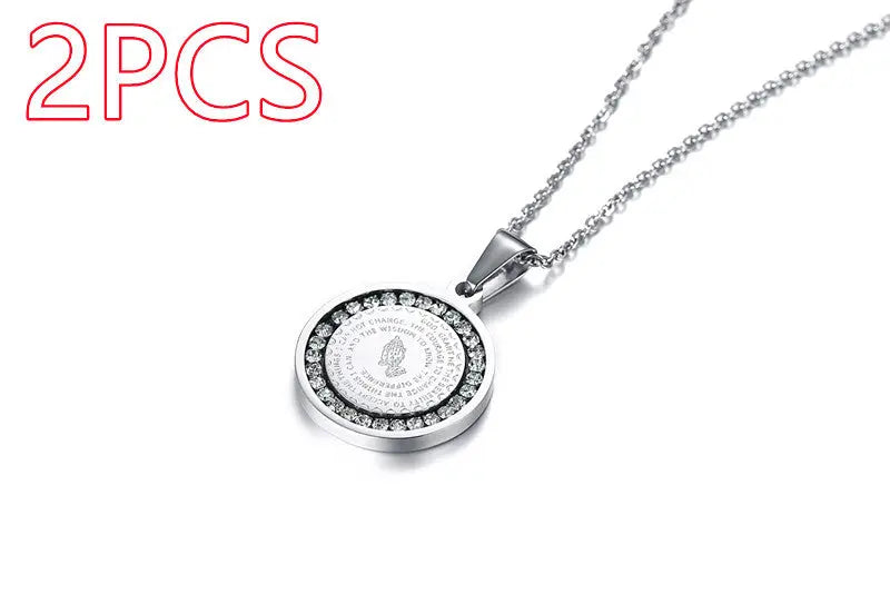 Stainless Steel Rhinestone Prayer Scripture - Málle