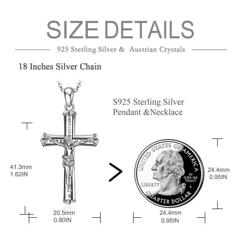 Jesus Cross Necklace Sterling Silver. - Málle