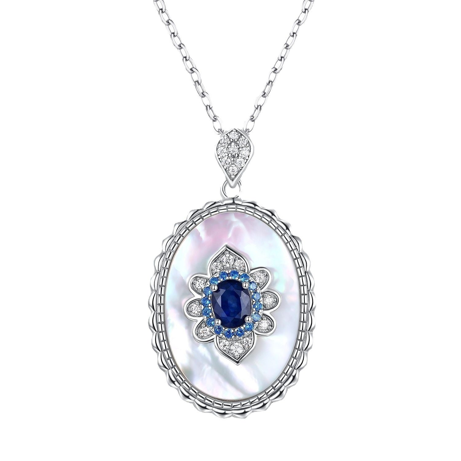 Sapphire Diamond Pendant 925 Sterling Silver Party Wedding Pendants Chain Necklace For Women Charm Jewelry - Málle