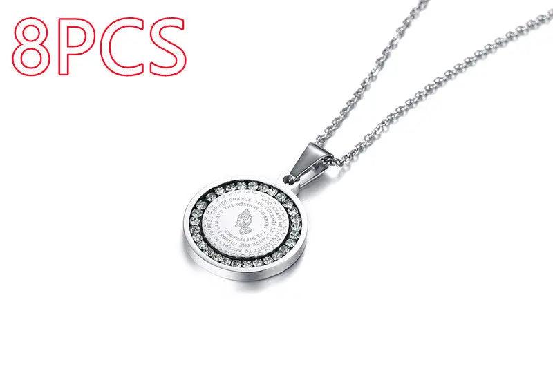 Stainless Steel Rhinestone Prayer Scripture - Málle