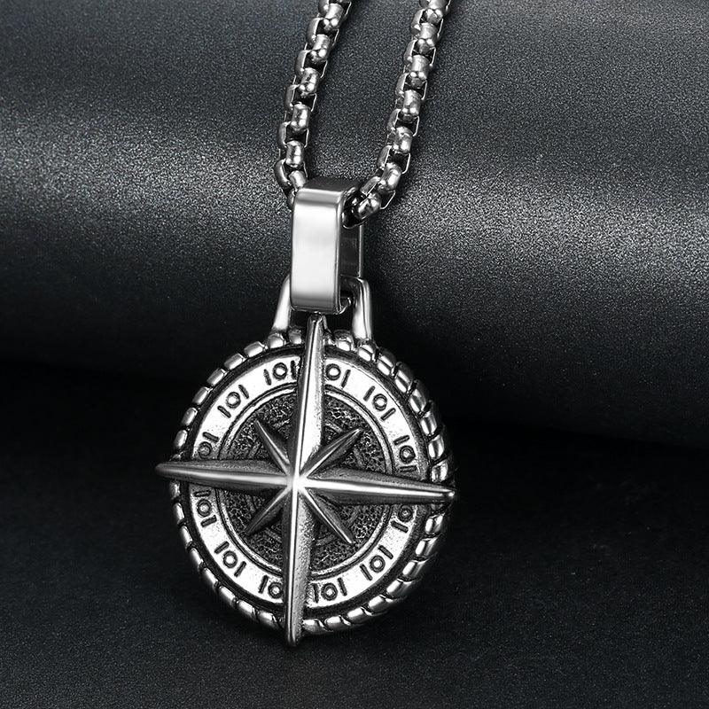 Compass stainless steel chain necklace