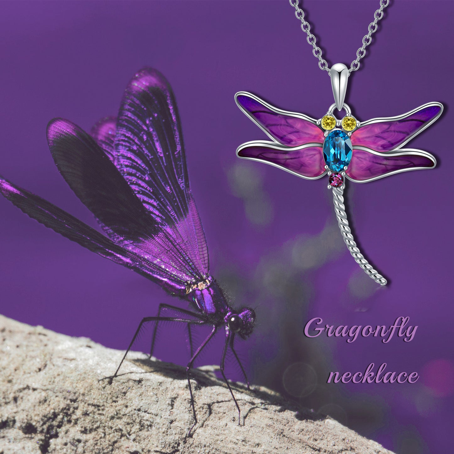 Dragonfly Necklace 925 Sterling Silver Dragonfly Pendant Necklaces with Crystal Jewelry Birthday Gifts for Women Teen Girls - Málle