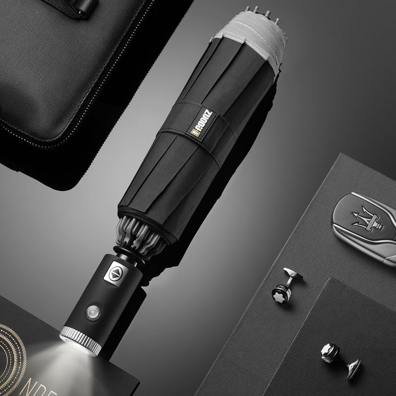 LED Flashlight Lighting Rain and Sunshine Folding Umbrella - Málle