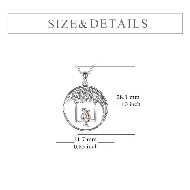 Cat Gifts Swing Tree of Life 925 Sterling Silver Mother Daughter Necklace - Málle
