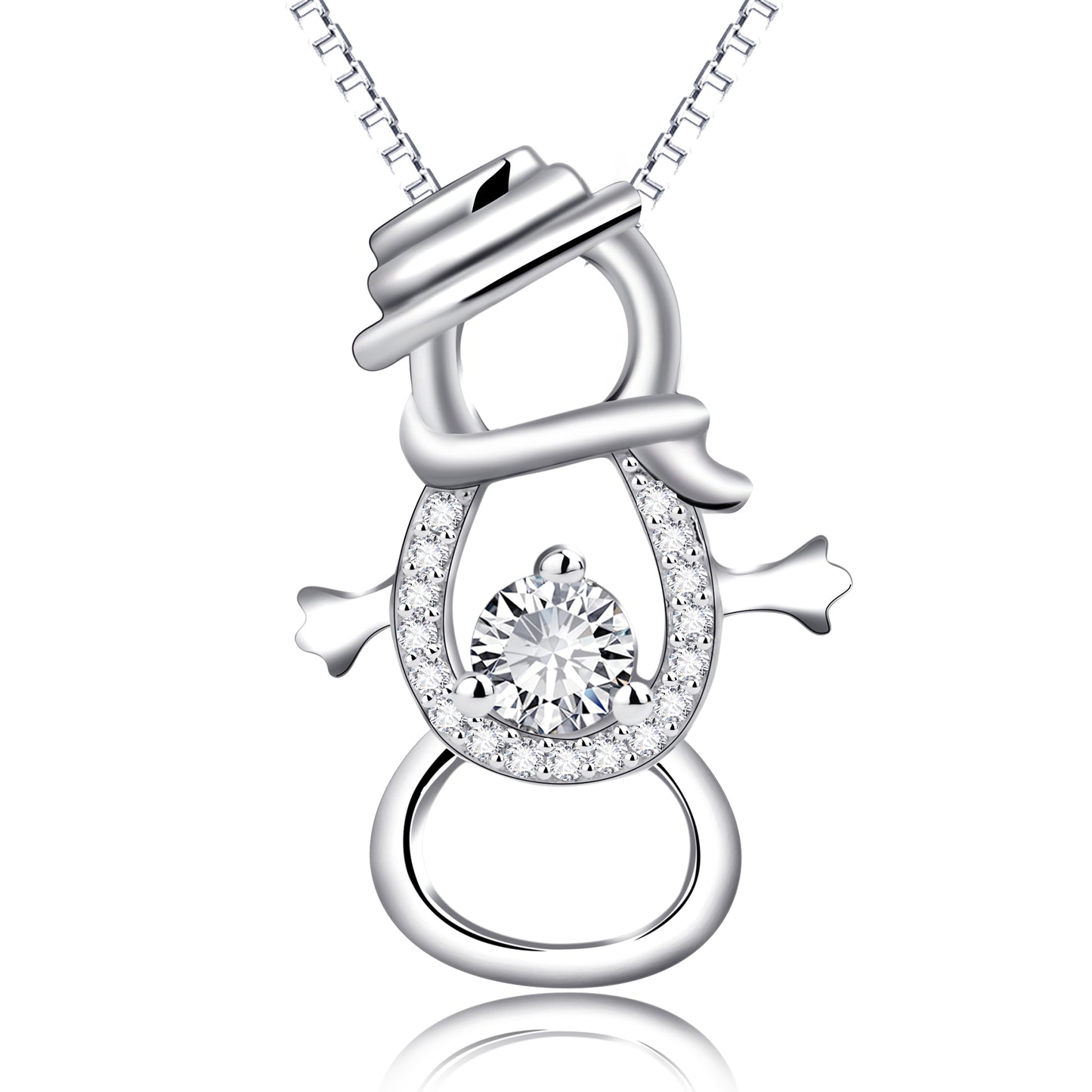 Snowman Pendant 925 Silver Necklace
