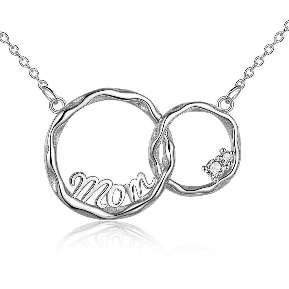 Mom Interlocking Double Circles Silver neckles - Málle