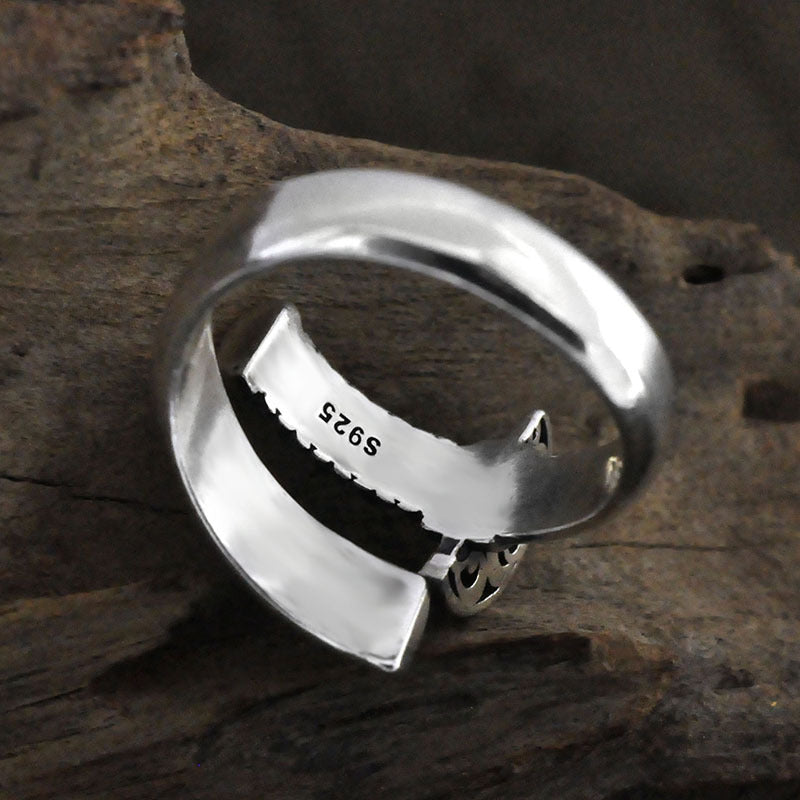 Vintage Distressed Japanese Samurai Thai Silver Fashion Male Creative Ring - Málle