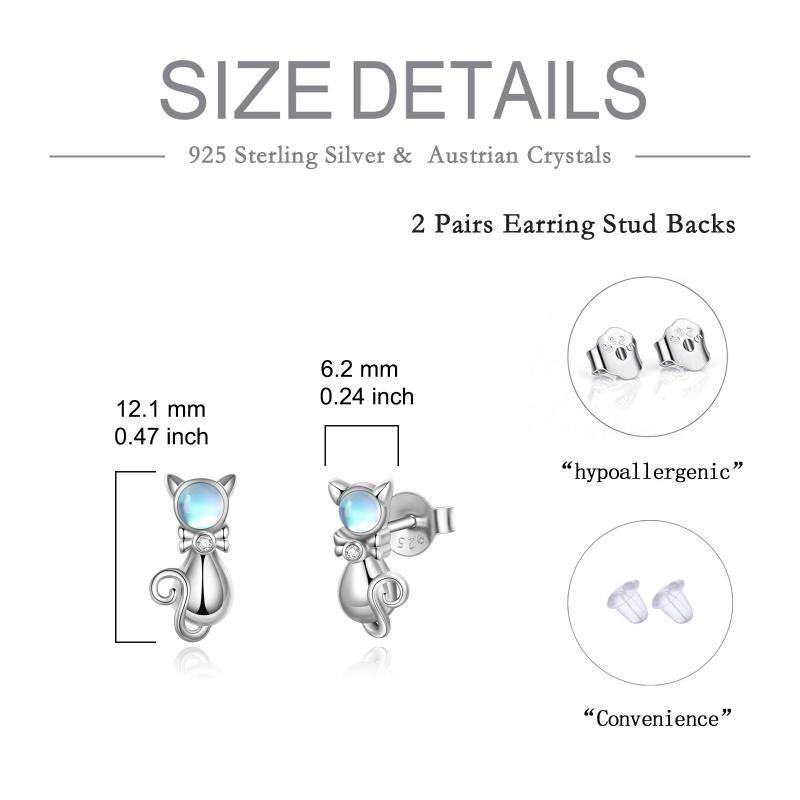 Sterling Silver Cat Moonstone Earrings - Málle
