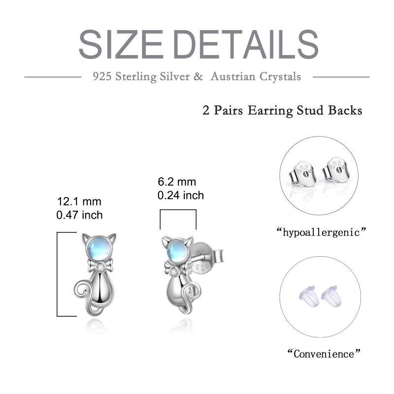 Sterling Silver Cat Moonstone Earrings