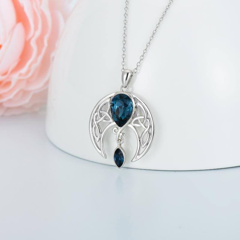 Moon Necklace 925 Sterling Silver Celtic Crescent Moon Goddess Pendant Irish Good Luck Necklace for Women Mom Wife - Málle