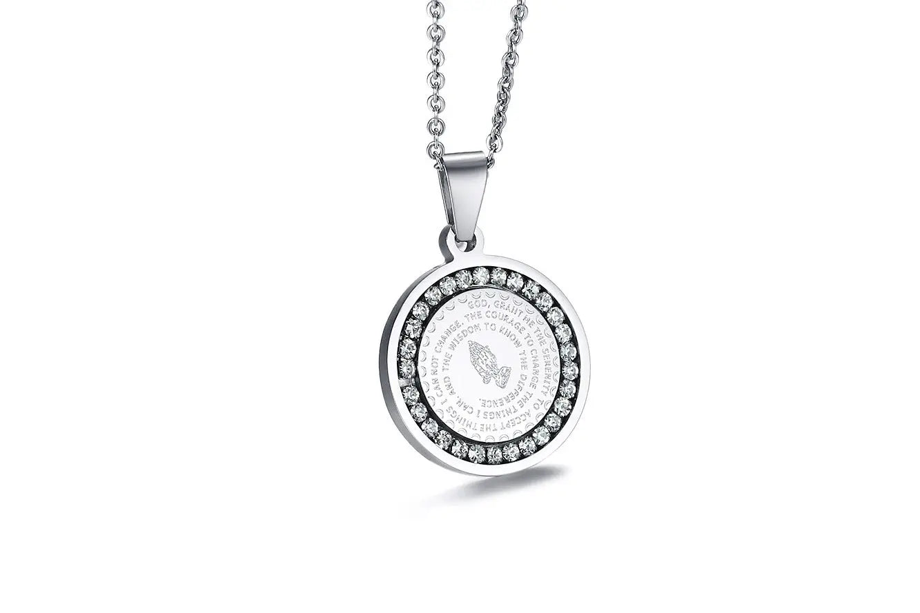 Stainless Steel Rhinestone Prayer Scripture - Málle