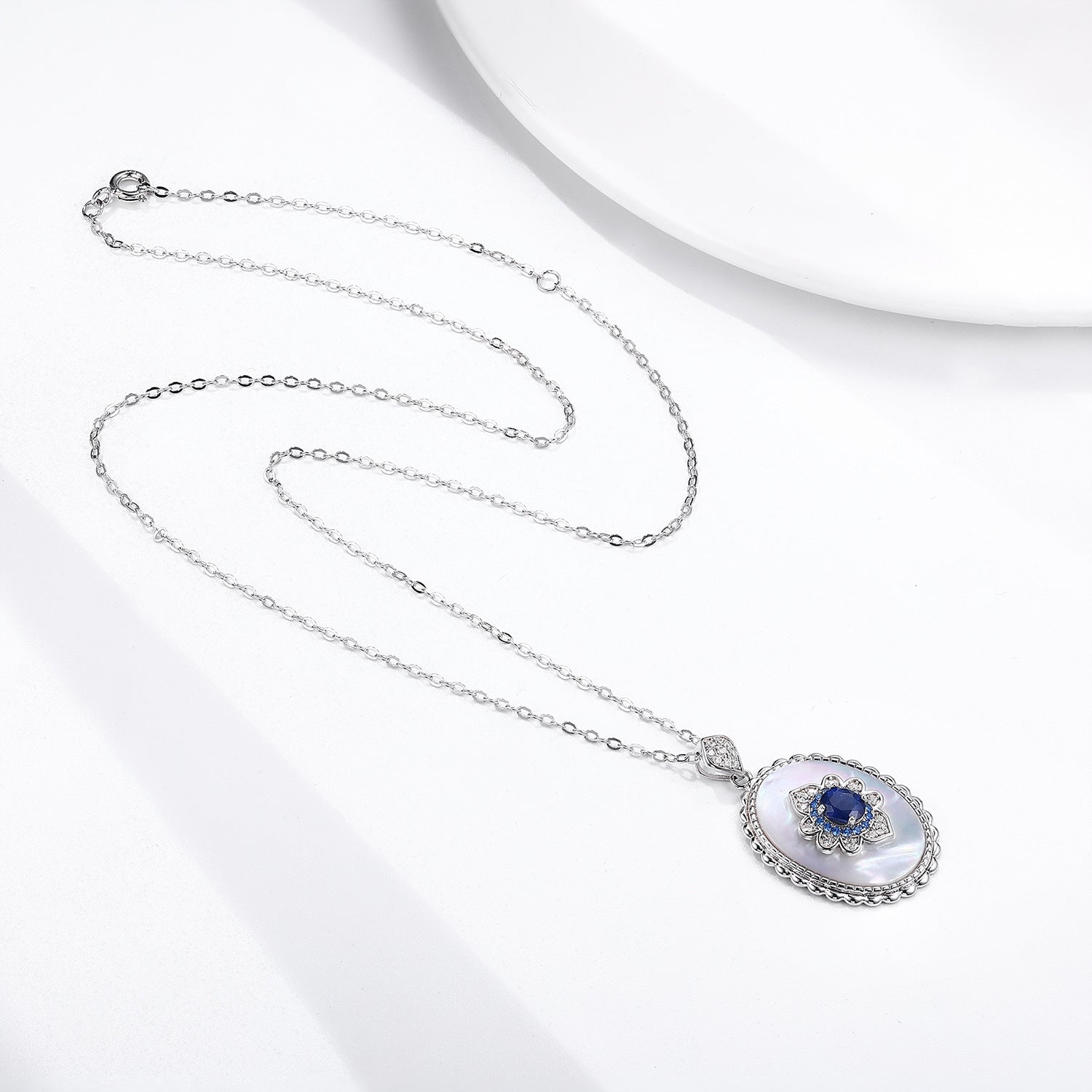 Sapphire Diamond Pendant 925 Sterling Silver Party Wedding Pendants Chain Necklace For Women Charm Jewelry - Málle