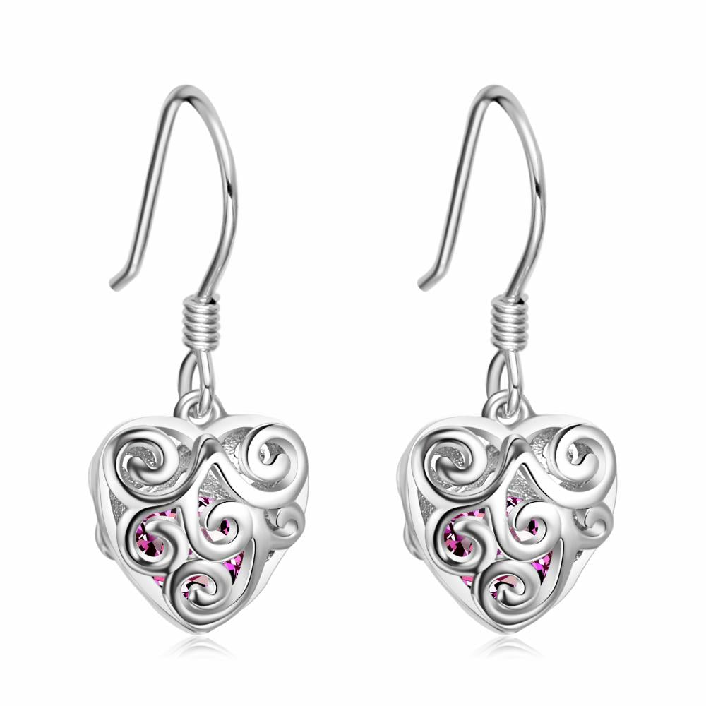 Sterling Silver Crystal Hollow Heart Earrings For Women - Málle