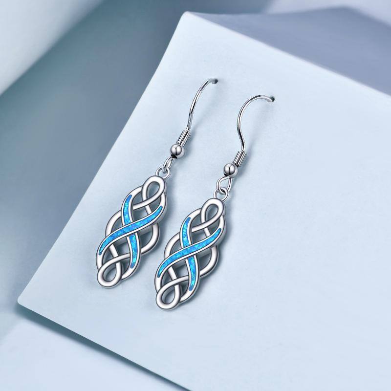 Celtics Earrings Sterling Silver Religious Blue Opal Irish Knot Dangle Earrings Jewelry - Málle