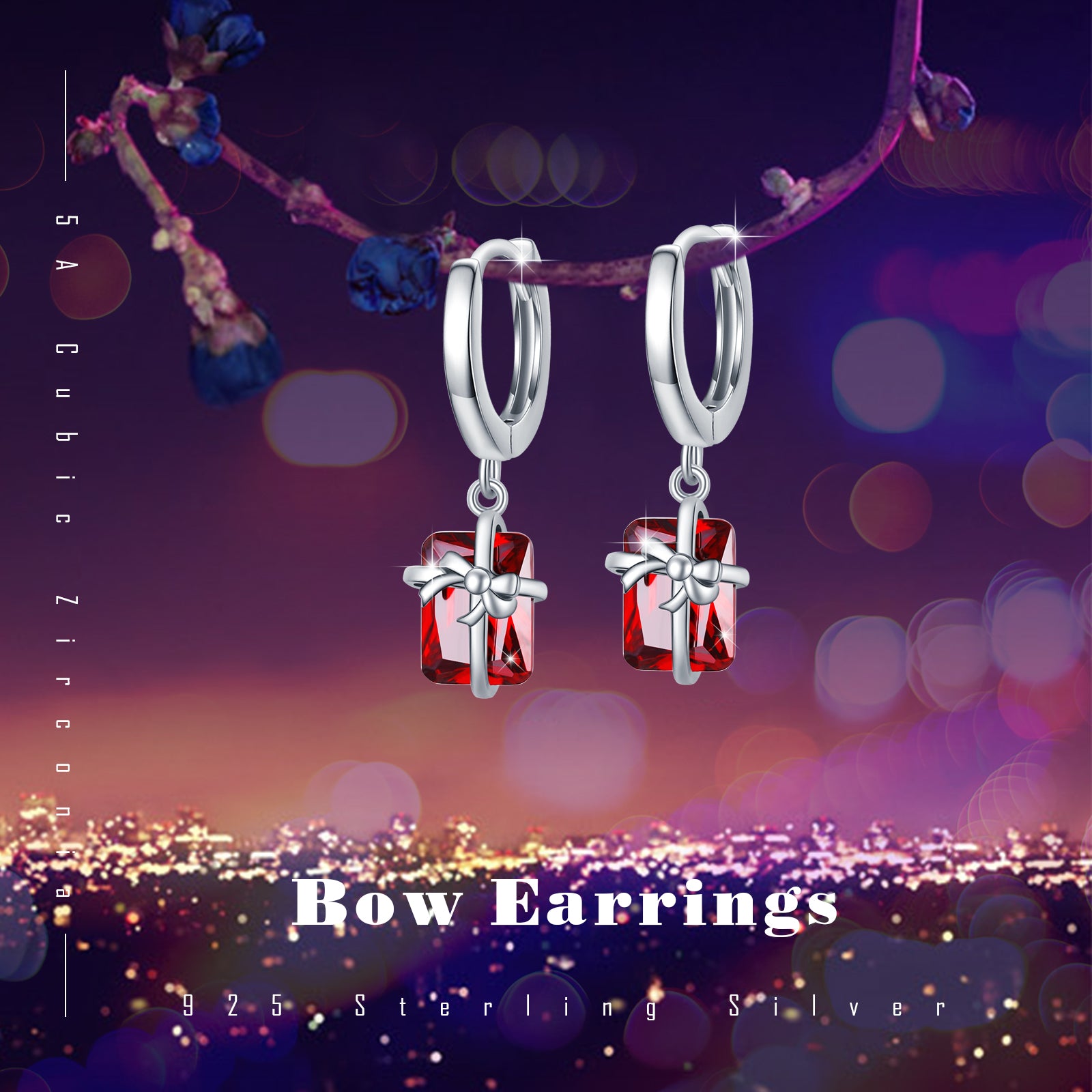 925 Sterling Sliver Huggie Hoop Dangle Earring 3D - Málle