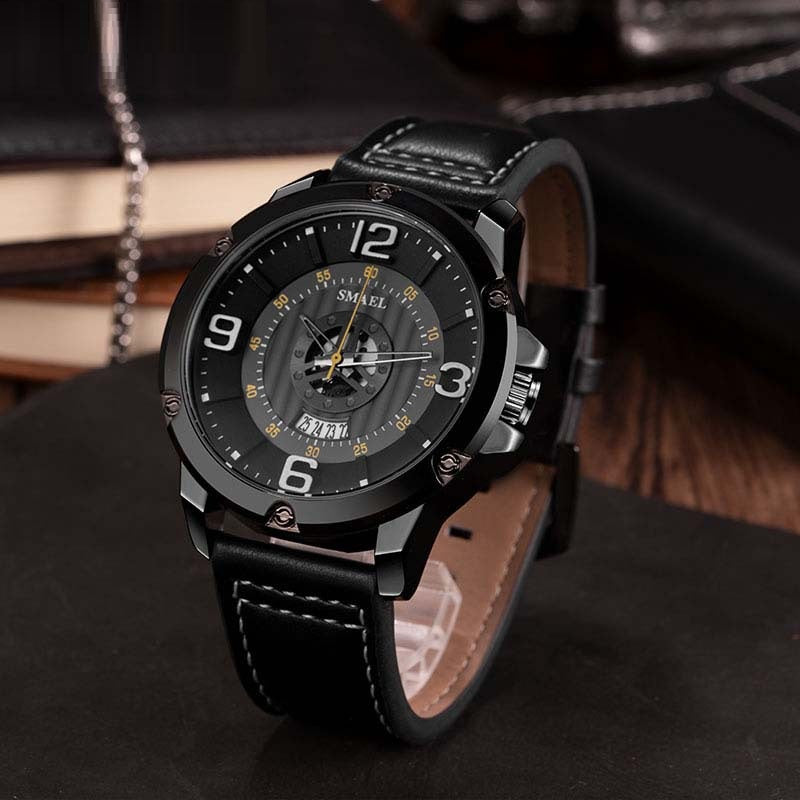 Waterproof Leather Strap Calendar Business Men's Quartz Watch - Málle