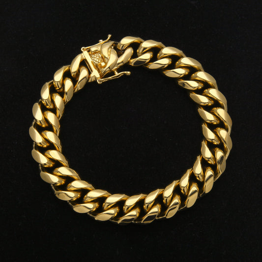 Round Mill Cuban Chain Cast Buckle Men's 8mm10mm Cuban Bracelet - Málle
