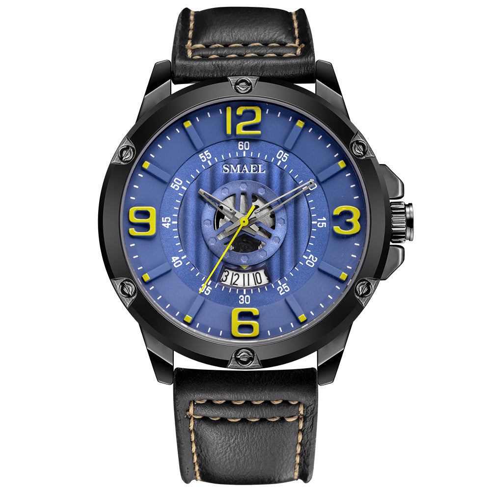 Waterproof Leather Strap Calendar Business Men's Quartz Watch - Málle