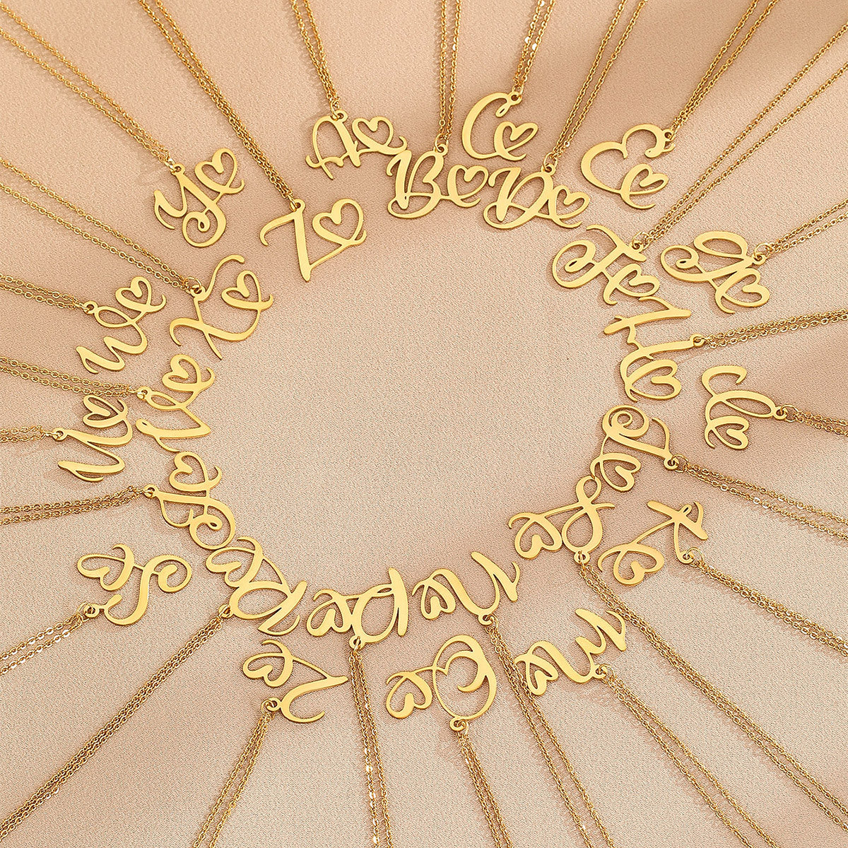 316L Stainless Steel Necklace A-Z 26 Letters Initial Pendant Necklace - Málle