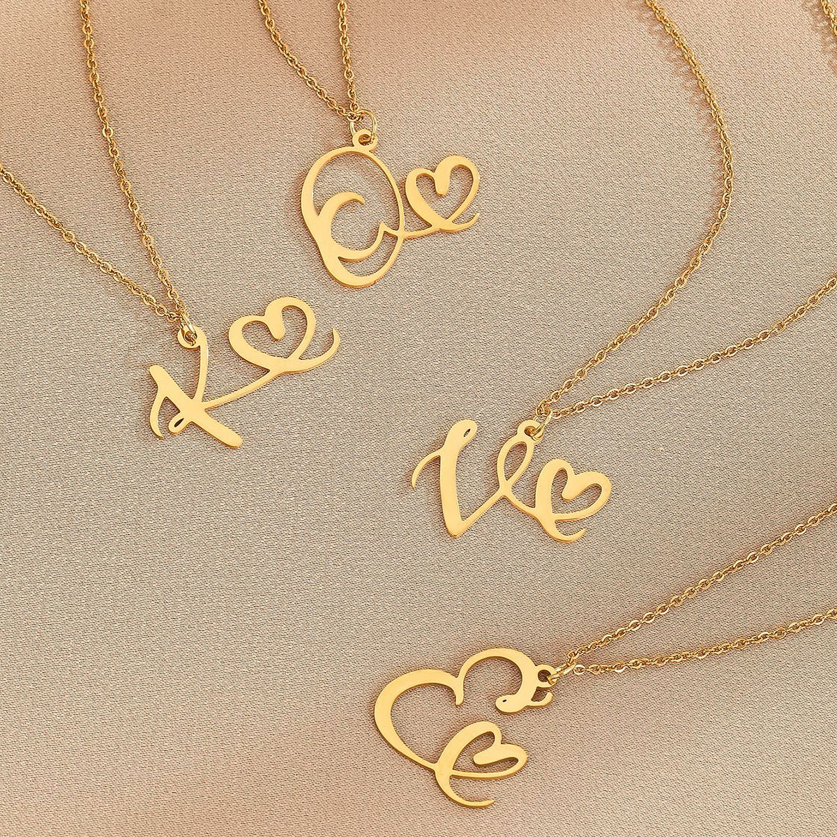 316L Stainless Steel Necklace A-Z 26 Letters Initial Pendant Necklace - Málle