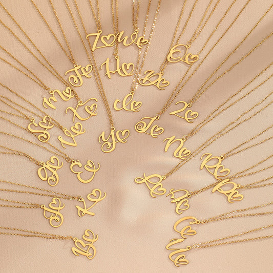 316L Stainless Steel Necklace A-Z 26 Letters Initial Pendant Necklace - Málle