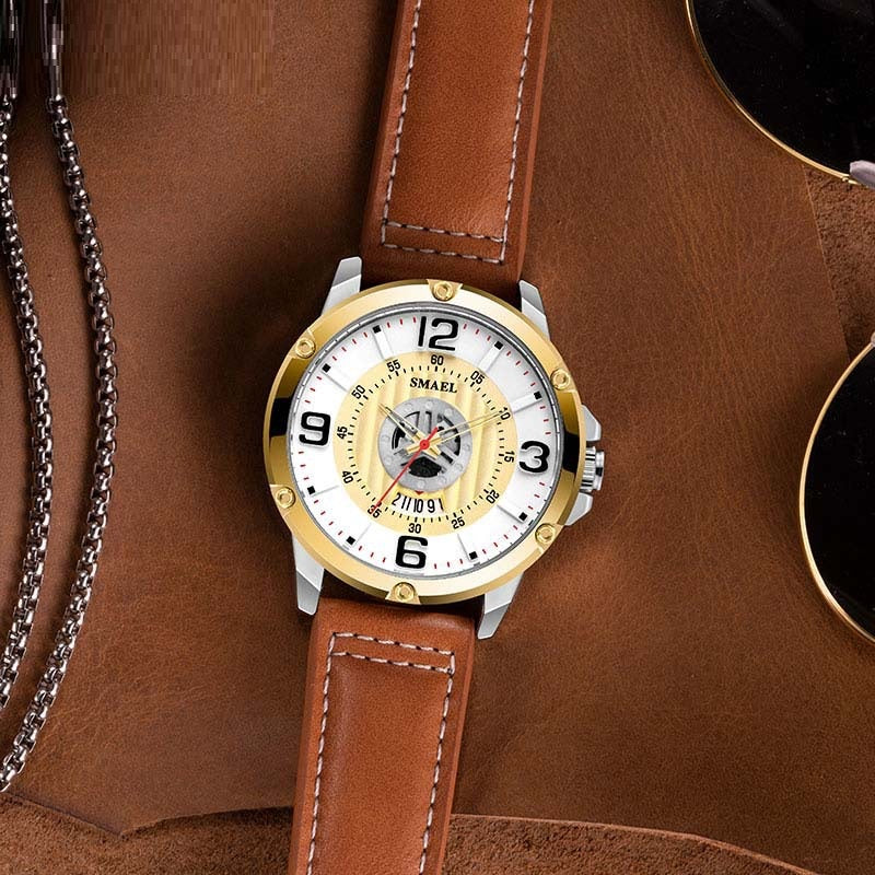 Waterproof Leather Strap Calendar Business Men's Quartz Watch - Málle