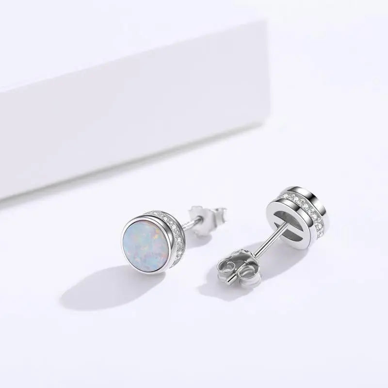 Opal Stud Earrings 925 Sterling Silver Earrings Jewelry - Málle