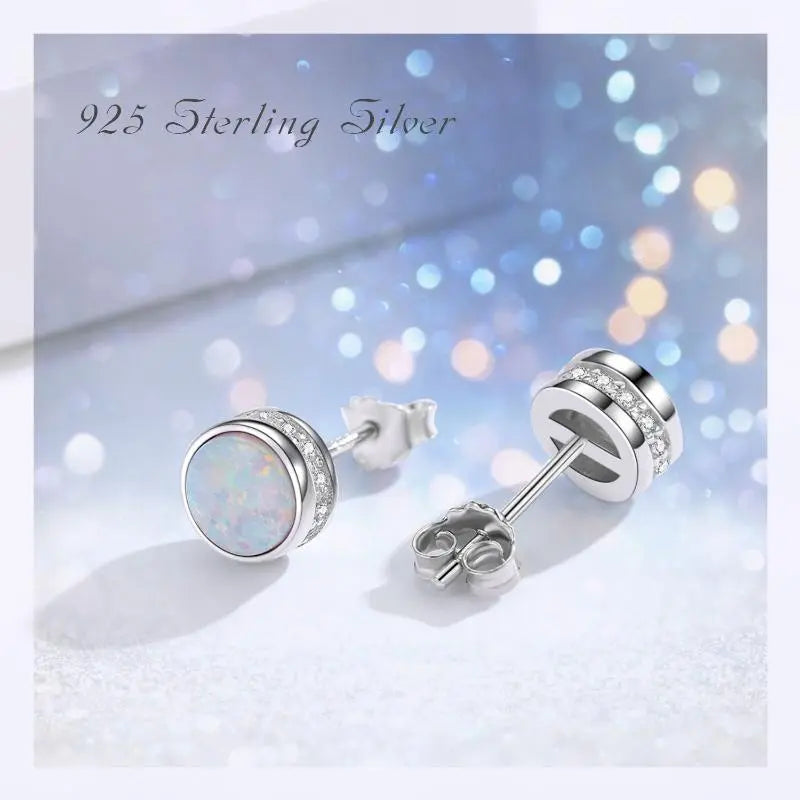 Opal Stud Earrings 925 Sterling Silver Earrings Jewelry - Málle