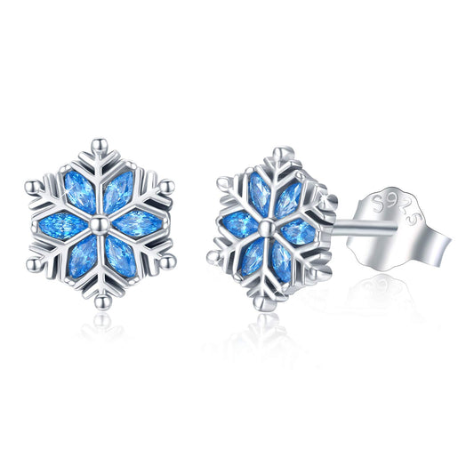 925 Sterling Silver Snowflake Hypoallergenic Stud Earrings Jewelry - Málle