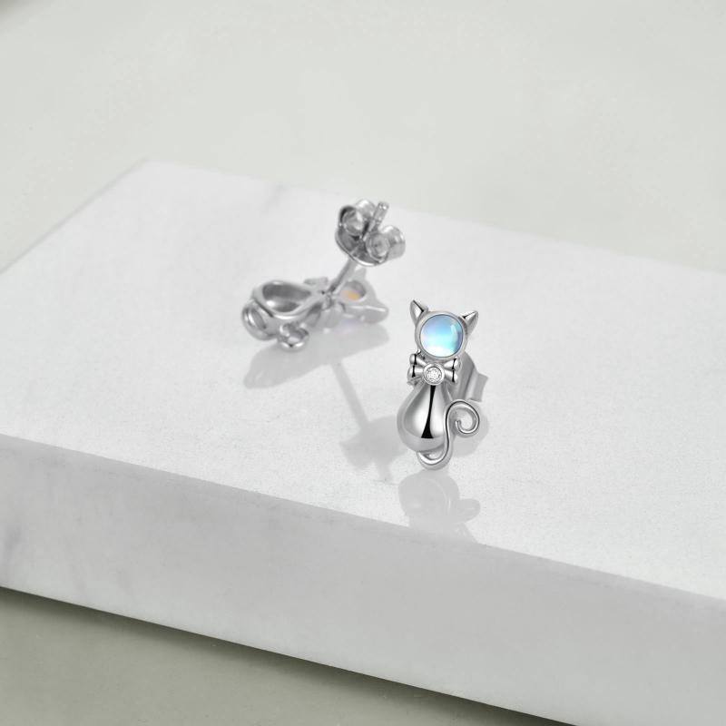 Sterling Silver Cat Moonstone Earrings - Málle