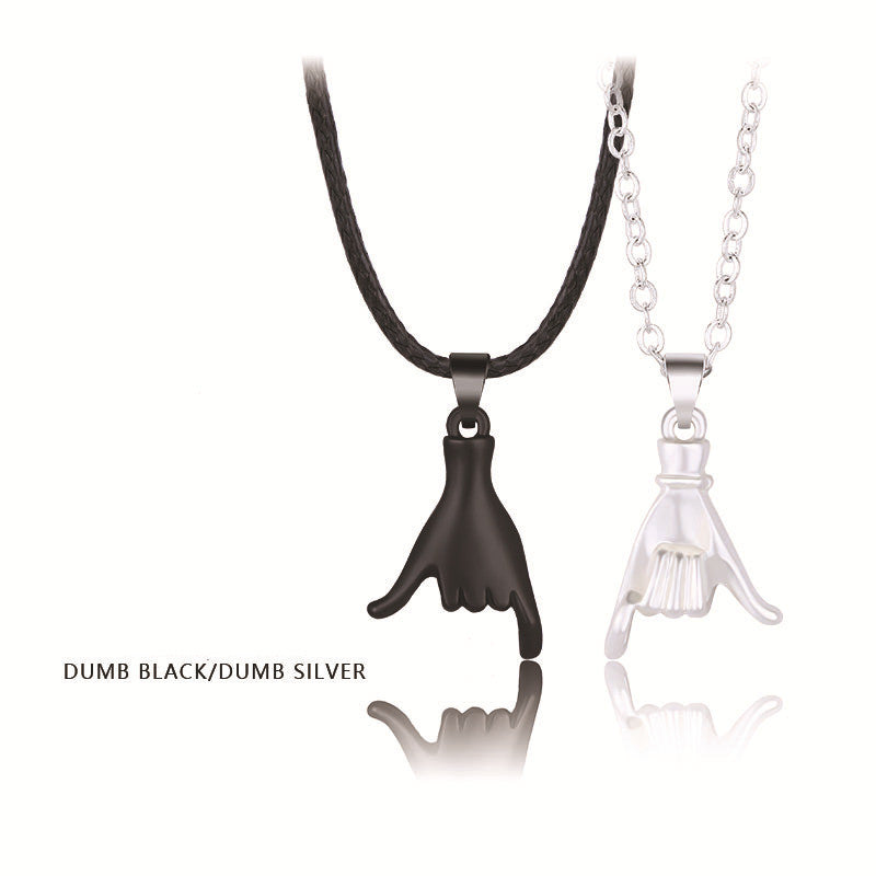 Palm Couple Necklace Magnet Attracts Handshake Clavicle Chain - Málle