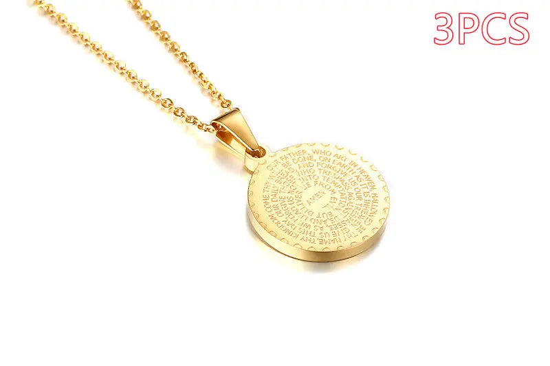 Stainless Steel Rhinestone Prayer Scripture - Málle